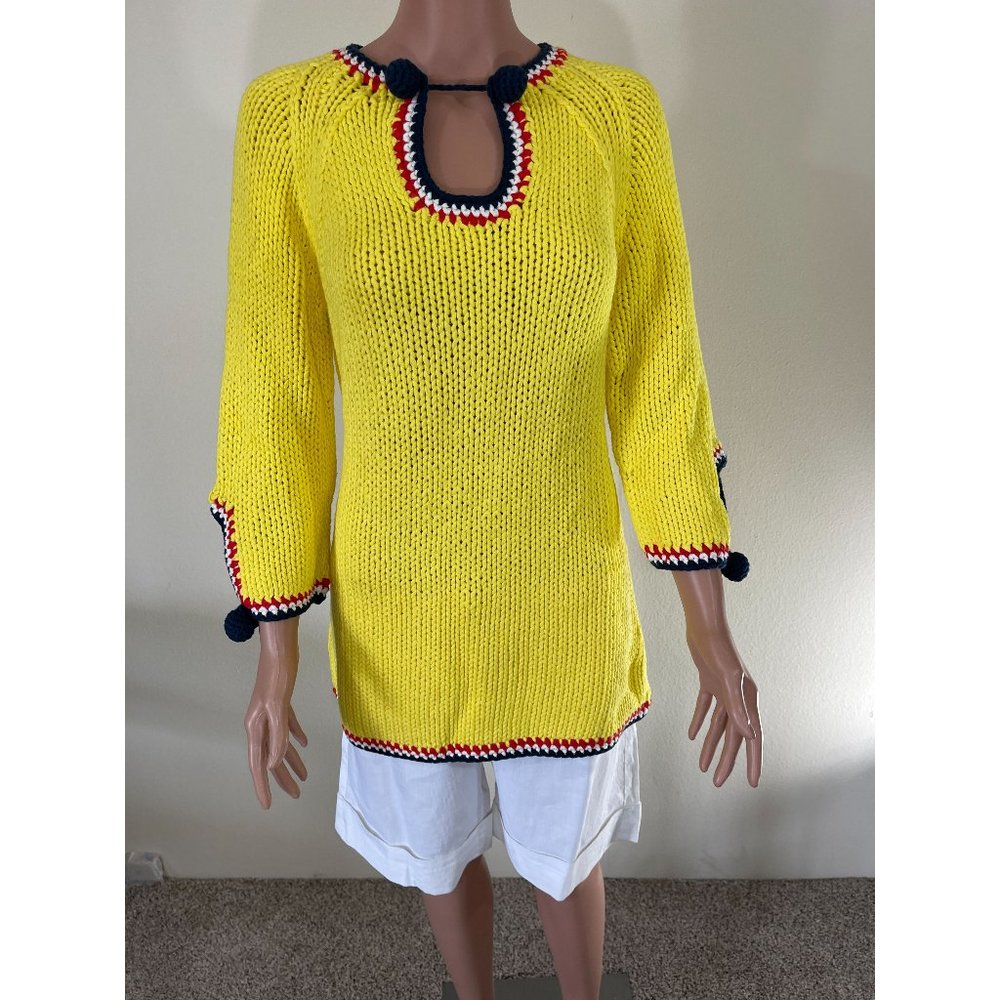 NWT Scoop NYC 100% Cotton Yellow Knit Tunic Sweater Size 4